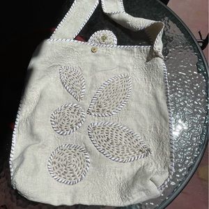 Batooli large heavily stittshed damasco linen tote